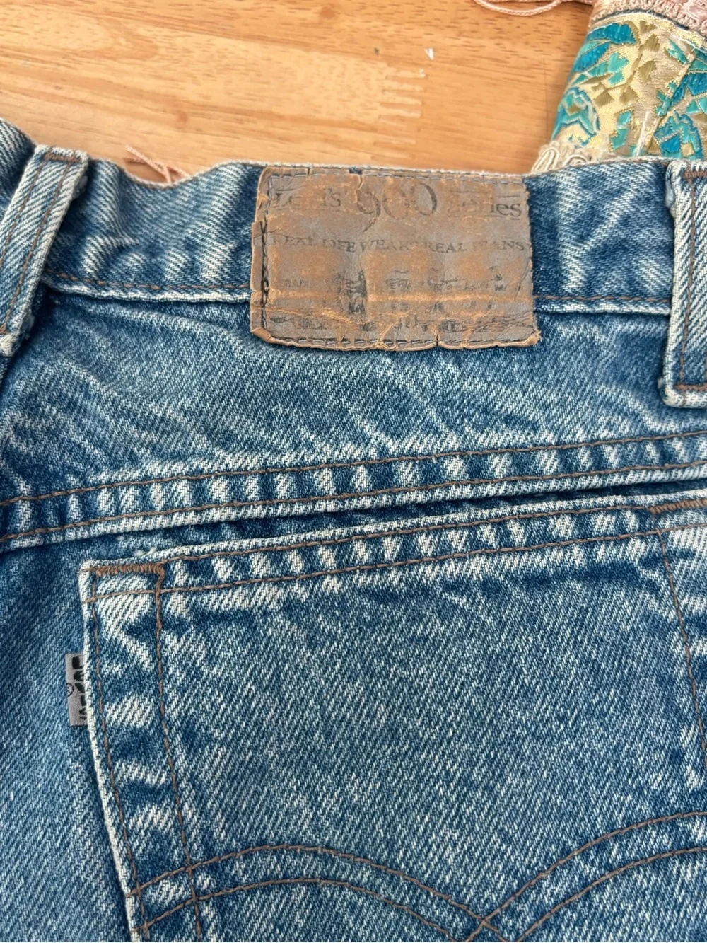 VTG 90s Levi's 569 upcycled fringe paisley jeans loose straight fit 900 series - Picture 8 of 12